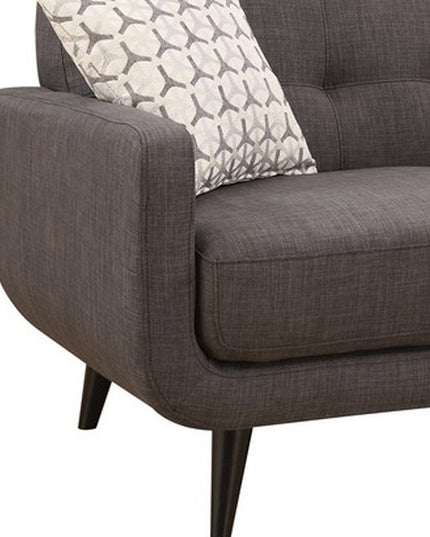 61" Charcoal And Black Loveseat and Toss Pillows