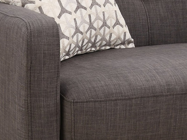 61" Charcoal And Black Loveseat and Toss Pillows