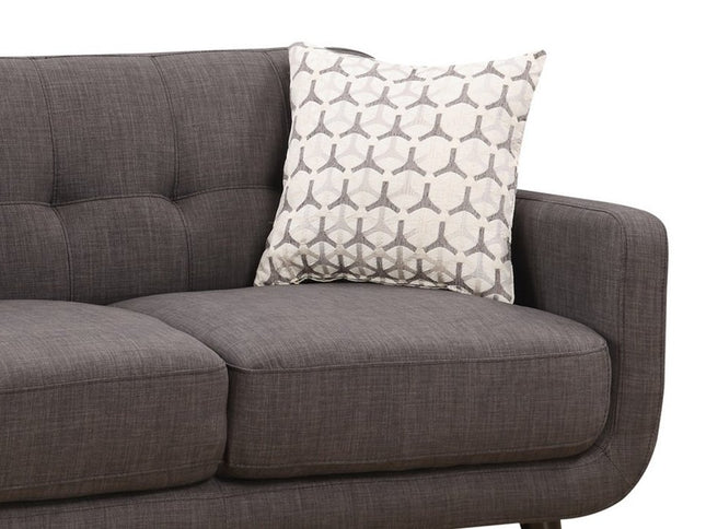 61" Charcoal And Black Loveseat and Toss Pillows