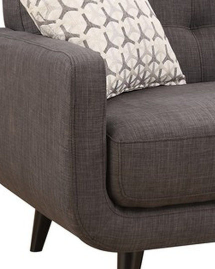 61" Charcoal And Black Loveseat and Toss Pillows