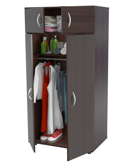 32" Espresso Melamine Mirrored Combo Dresser