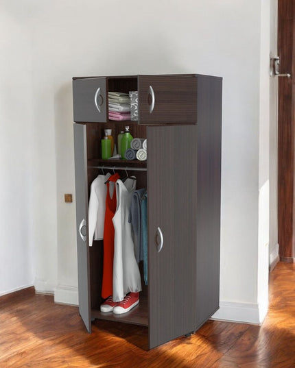 32" Espresso Melamine Mirrored Combo Dresser