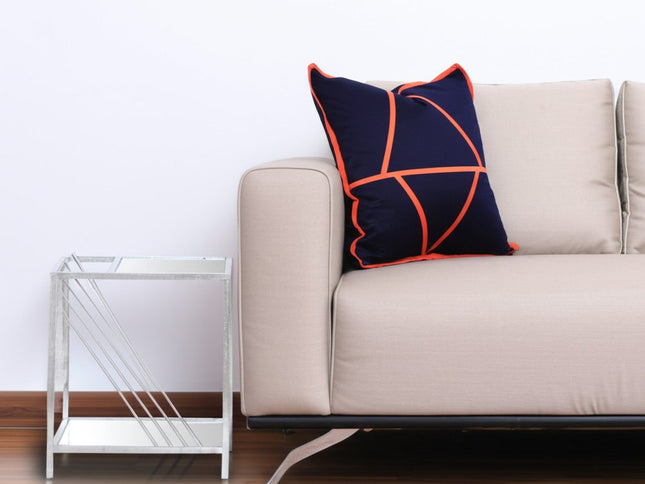 24" Silver Mirrored Glass And Iron End Table With Shelf