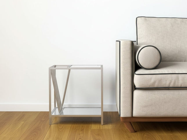 24" Silver Mirrored Glass And Iron End Table With Shelf