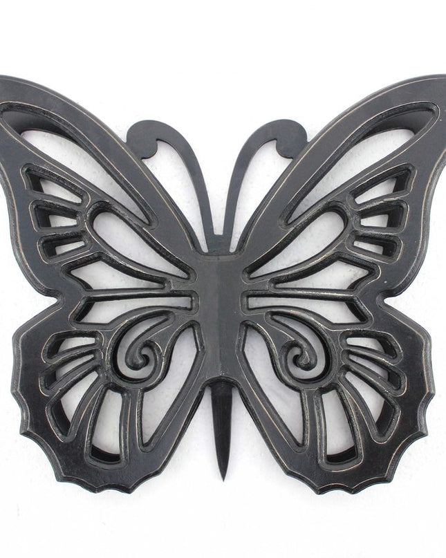 23" X 19" Black Rustic Butterfly Wooden Wall Decor