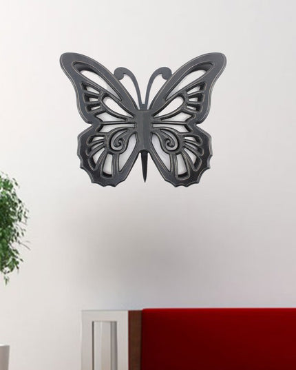 23" X 19" Black Rustic Butterfly Wooden Wall Decor