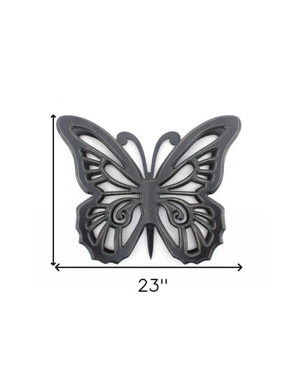 23" X 19" Black Rustic Butterfly Wooden Wall Decor