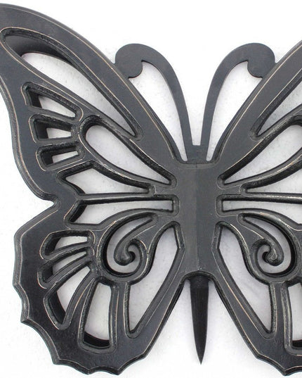 23" X 19" Black Rustic Butterfly Wooden Wall Decor