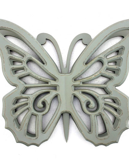 23" X 19" X 4" Gray Rustic Butterfly Wooden  Wall Decor
