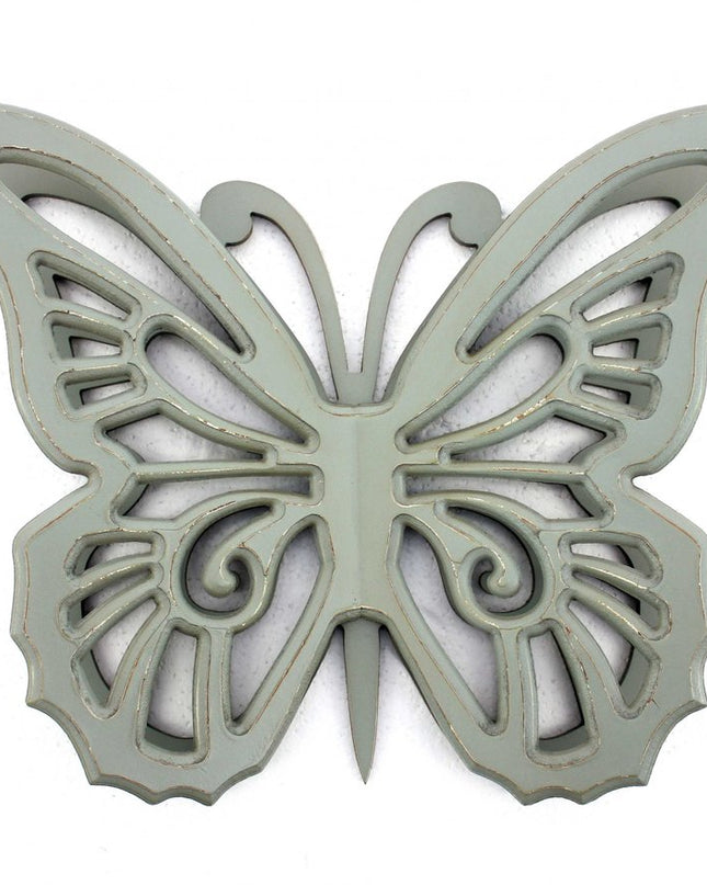 23" X 19" X 4" Gray Rustic Butterfly Wooden  Wall Decor