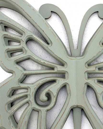 23" X 19" X 4" Gray Rustic Butterfly Wooden  Wall Decor