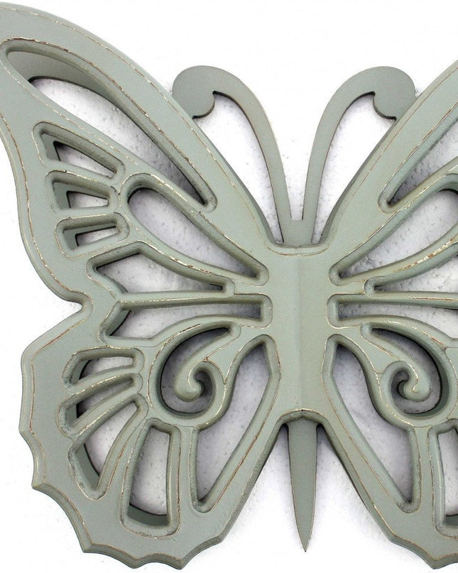 23" X 19" X 4" Gray Rustic Butterfly Wooden  Wall Decor