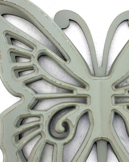 23" X 19" X 4" Gray Rustic Butterfly Wooden  Wall Decor