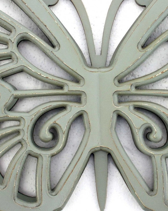 23" X 19" X 4" Gray Rustic Butterfly Wooden  Wall Decor