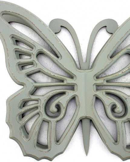 23" X 19" X 4" Gray Rustic Butterfly Wooden  Wall Decor