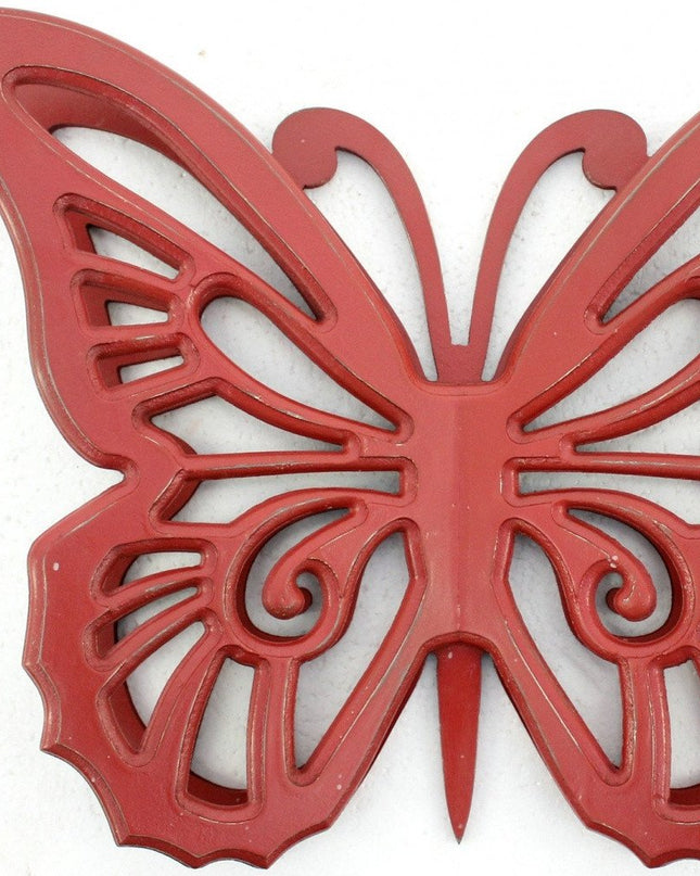 23" X 19" X 4" Gray Rustic Butterfly Wooden  Wall Decor