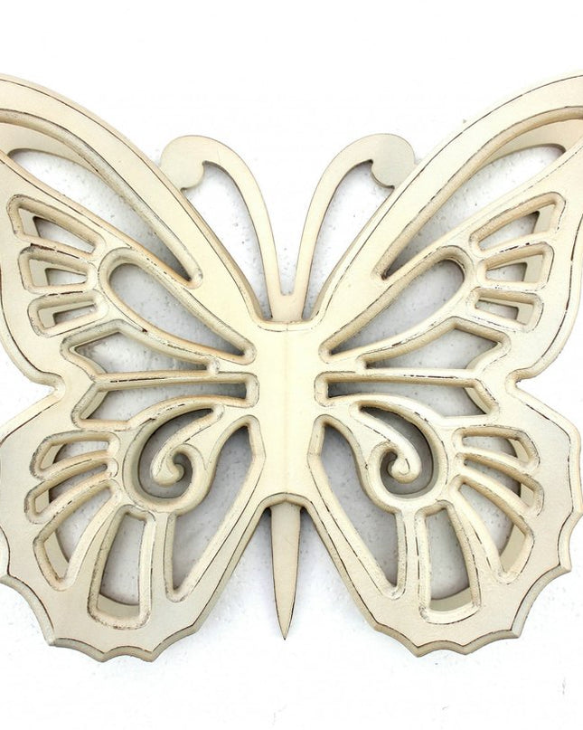 23" X 19" X 4" Gray Rustic Butterfly Wooden  Wall Decor
