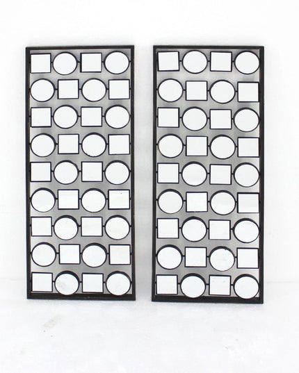 Set of Two 30" X 12" Bronze Mirrored Metal Abstract Wall Decor