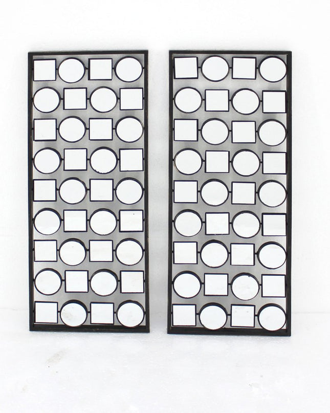 Set of Two 30" X 12" Bronze Mirrored Metal Abstract Wall Decor