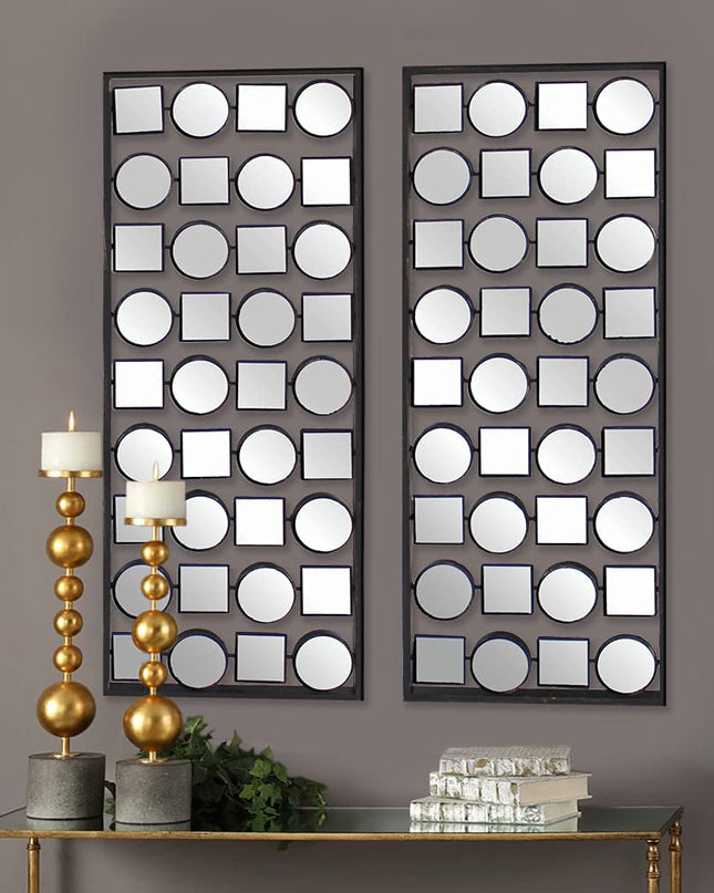 Set of Two 30" X 12" Bronze Mirrored Metal Abstract Wall Decor