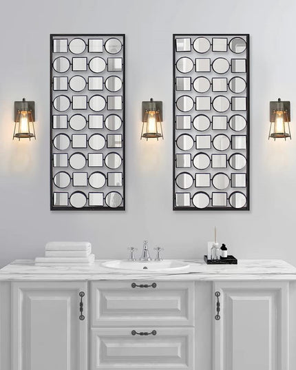 Set of Two 30" X 12" Bronze Mirrored Metal Abstract Wall Decor