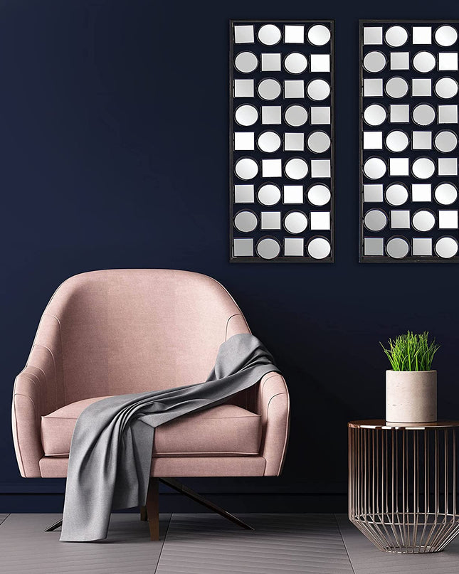 Set of Two 30" X 12" Bronze Mirrored Metal Abstract Wall Decor