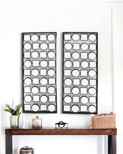 Set of Two 30" X 12" Bronze Mirrored Metal Abstract Wall Decor