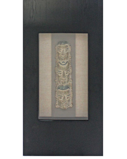 40" X 20" X 3" Black & Brown Facial-Makeup Patterned Plaque - Wall Decor