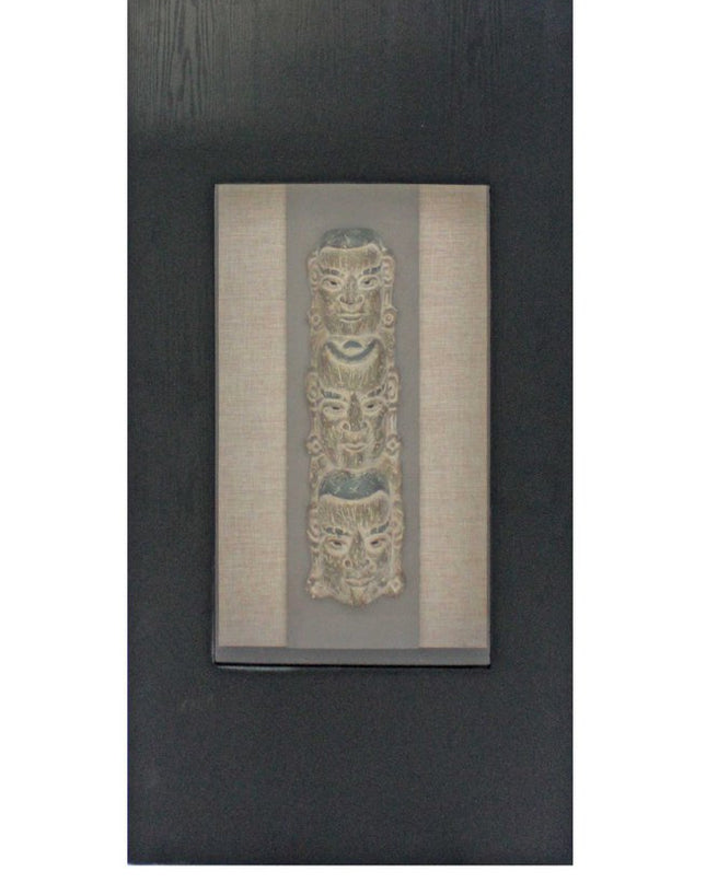 40" X 20" X 3" Black & Brown Facial-Makeup Patterned Plaque - Wall Decor