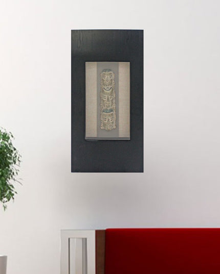 40" X 20" X 3" Black & Brown Facial-Makeup Patterned Plaque - Wall Decor