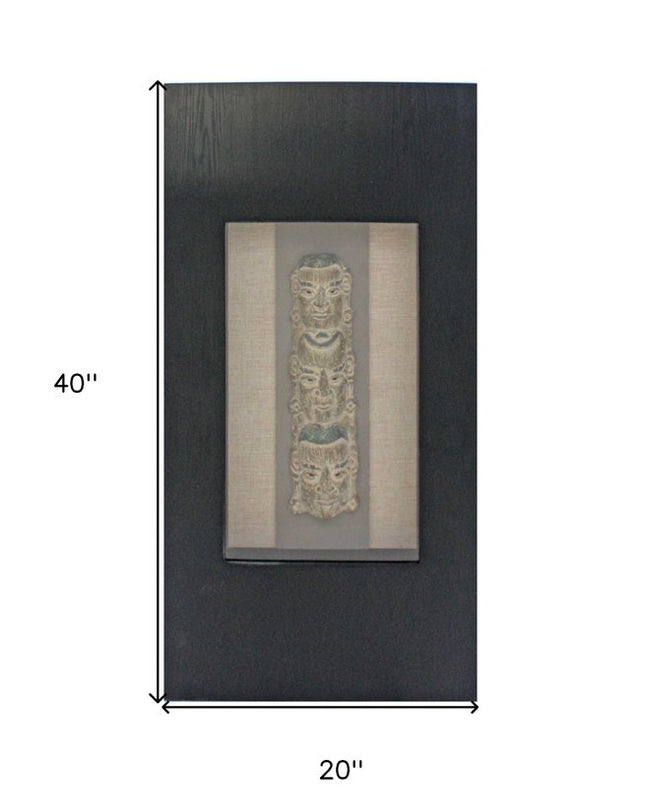 40" X 20" X 3" Black & Brown Facial-Makeup Patterned Plaque - Wall Decor