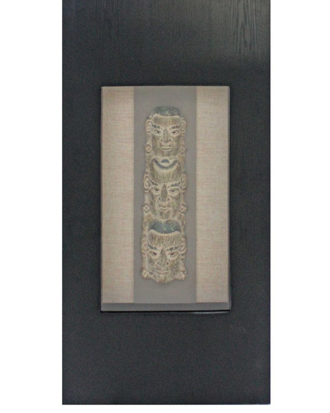 40" X 20" X 3" Black & Brown Facial-Makeup Patterned Plaque - Wall Decor