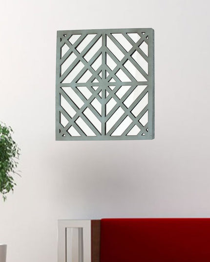 24" X 24" X 1" Blue Mirrored Square Wooden  Wall Decor