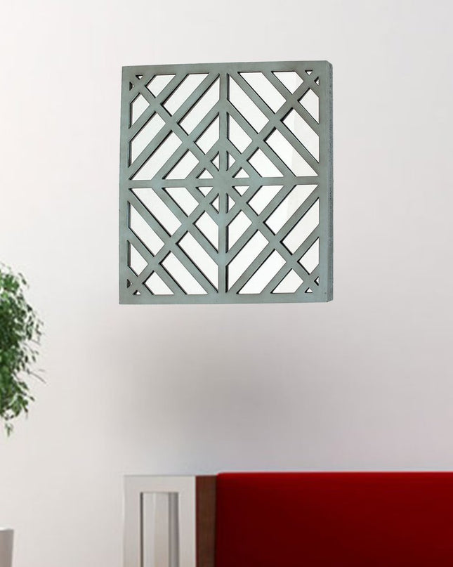 24" X 24" X 1" Blue Mirrored Square Wooden  Wall Decor