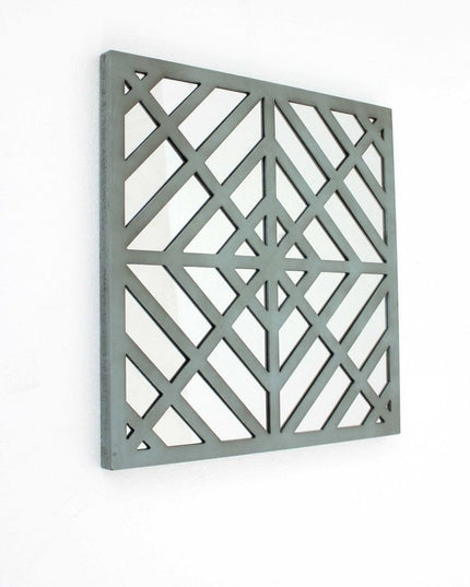 24" X 24" X 1" Blue Mirrored Square Wooden  Wall Decor