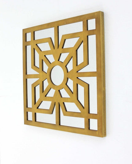 24" X 24" X 1" Blue Mirrored Square Wooden  Wall Decor