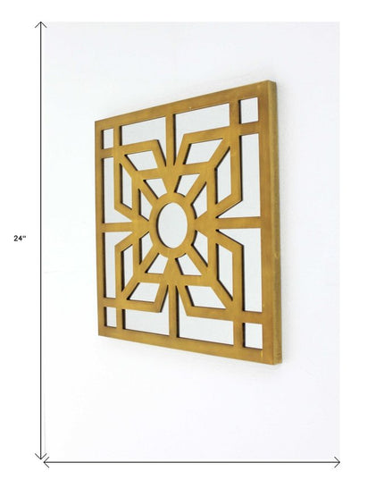 24" X 24" X 1" Blue Mirrored Square Wooden  Wall Decor