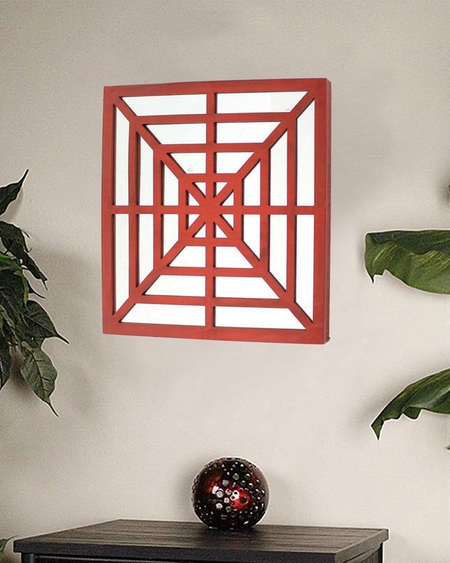 24" X 24" X 1" Blue Mirrored Square Wooden  Wall Decor