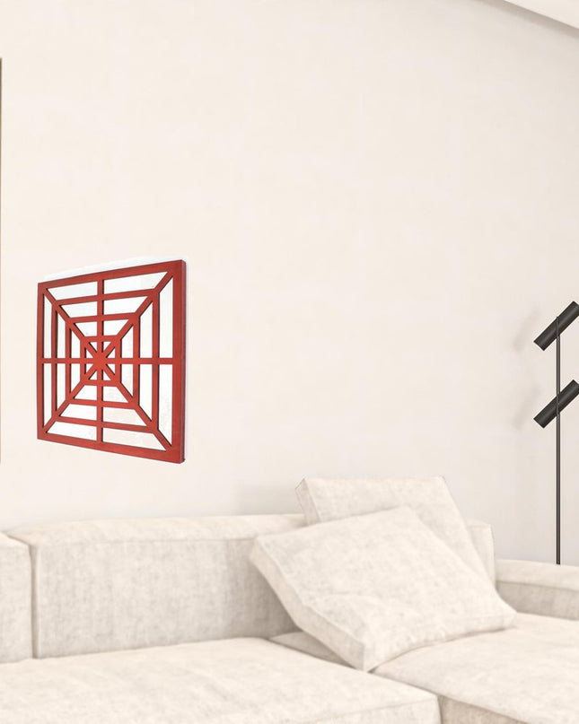 24" X 24" X 1" Blue Mirrored Square Wooden  Wall Decor