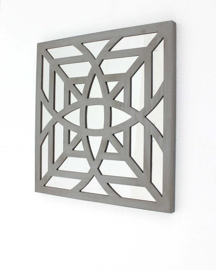 24" X 24" X 1" Blue Mirrored Square Wooden  Wall Decor