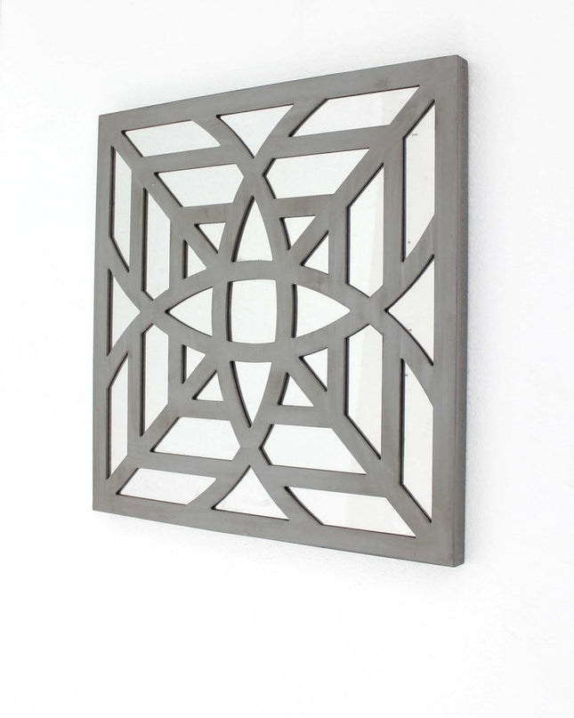 24" X 24" X 1" Blue Mirrored Square Wooden  Wall Decor