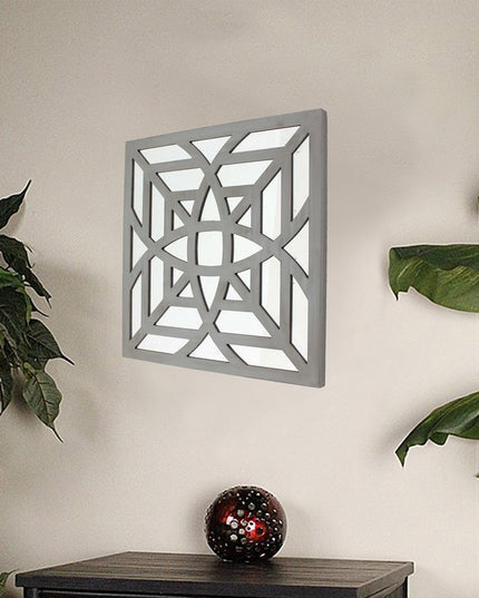 24" X 24" X 1" Blue Mirrored Square Wooden  Wall Decor