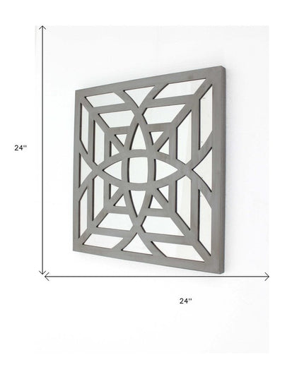 24" X 24" X 1" Blue Mirrored Square Wooden  Wall Decor