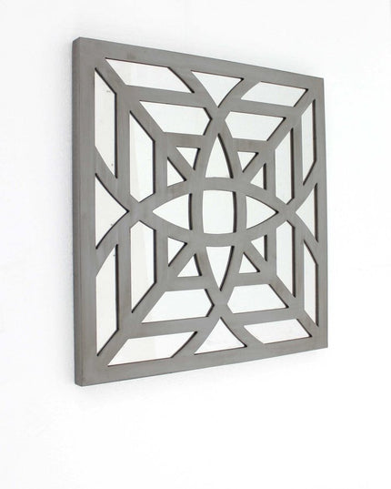 24" X 24" X 1" Blue Mirrored Square Wooden  Wall Decor