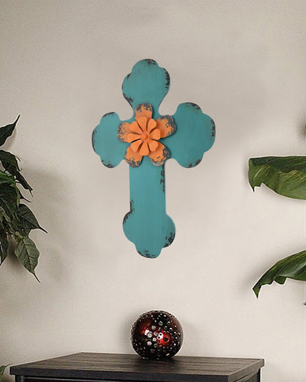 Blue Wood Hanging Dimensional Sculpture