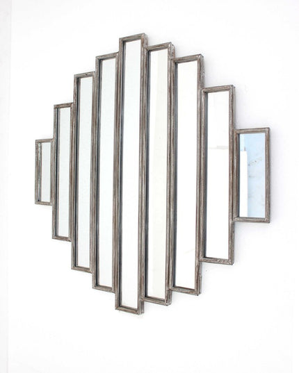 36" X 36" X 2" Silver Rustic Multi Mirrored Wall Sculpture