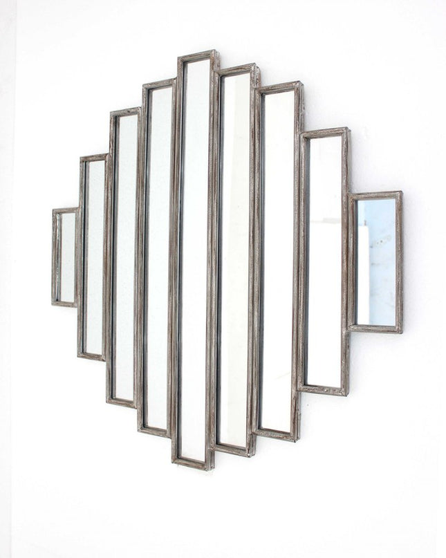 36" X 36" X 2" Silver Rustic Multi Mirrored Wall Sculpture