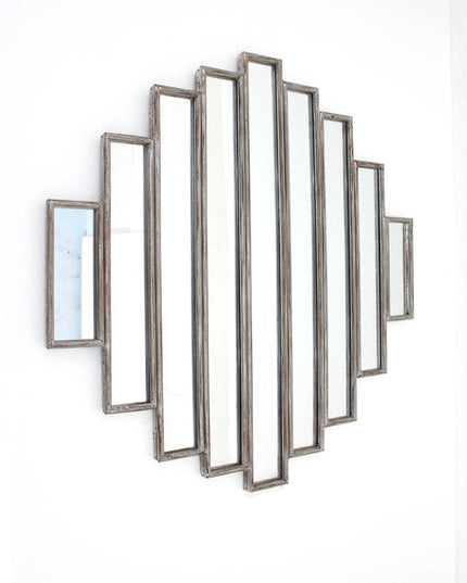 36" X 36" X 2" Silver Rustic Multi Mirrored Wall Sculpture