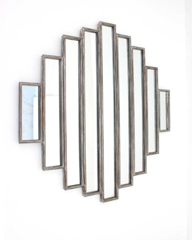 36" X 36" X 2" Silver Rustic Multi Mirrored Wall Sculpture