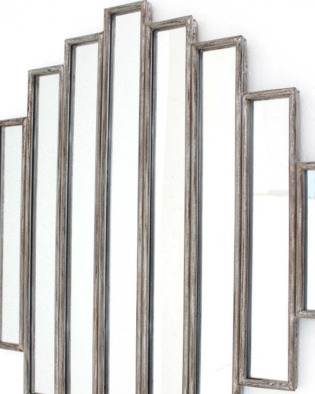 36" X 36" X 2" Silver Rustic Multi Mirrored Wall Sculpture